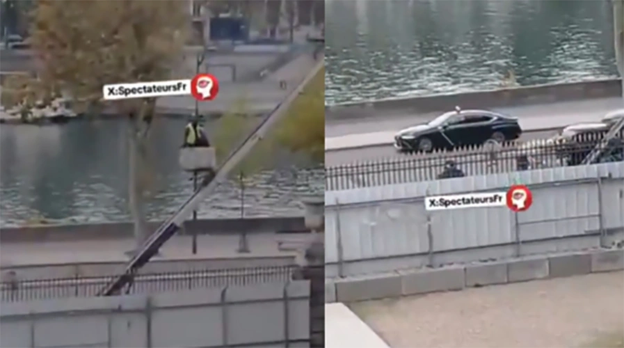 Foto: tangkap layar video detik-detik pembobolan Museum Louvre Paris